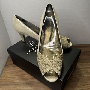 Adrianna Papell Gold Peep Toe Heels